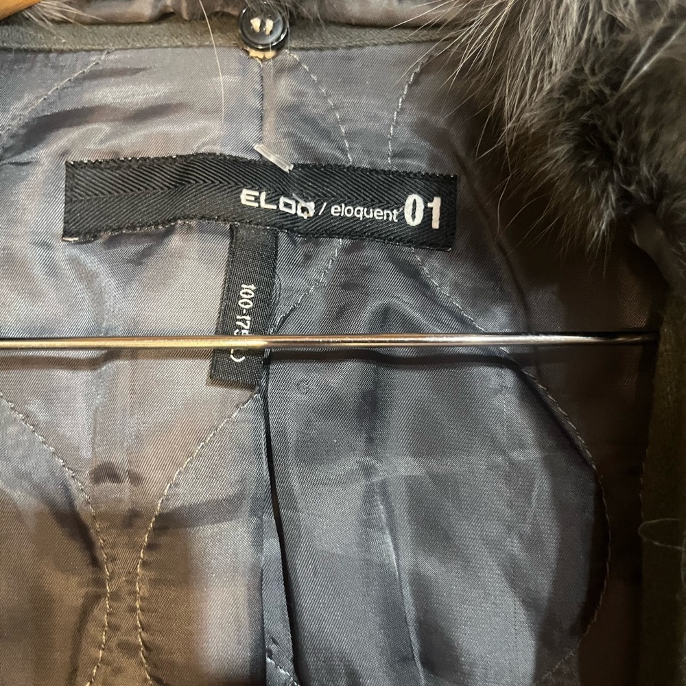 Grey Wool/Cashmere and Rabbit Fur Utility Jacket London Women’s Medium - Picture 8 of 13